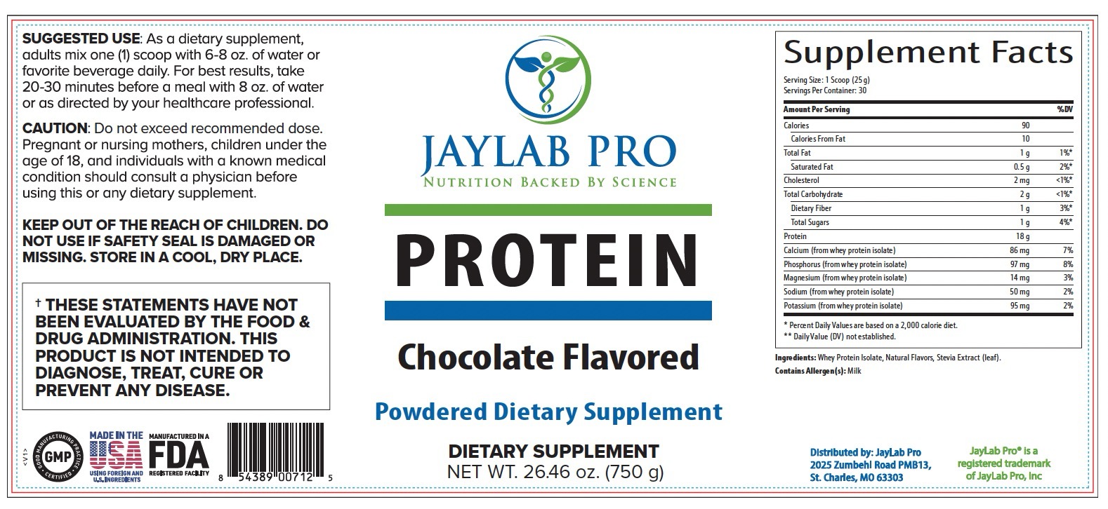 Chocolate Protein Product Label Image